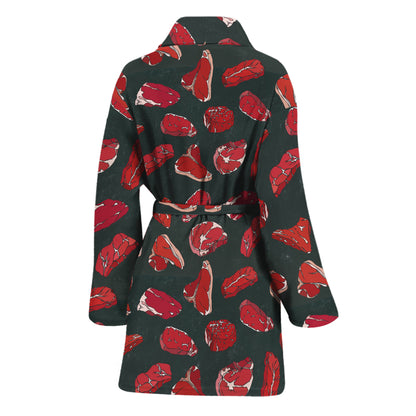 Red Meat Pattern Print Women's Bathrobe