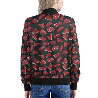 Red Meat Pattern Print Women's Bomber Jacket