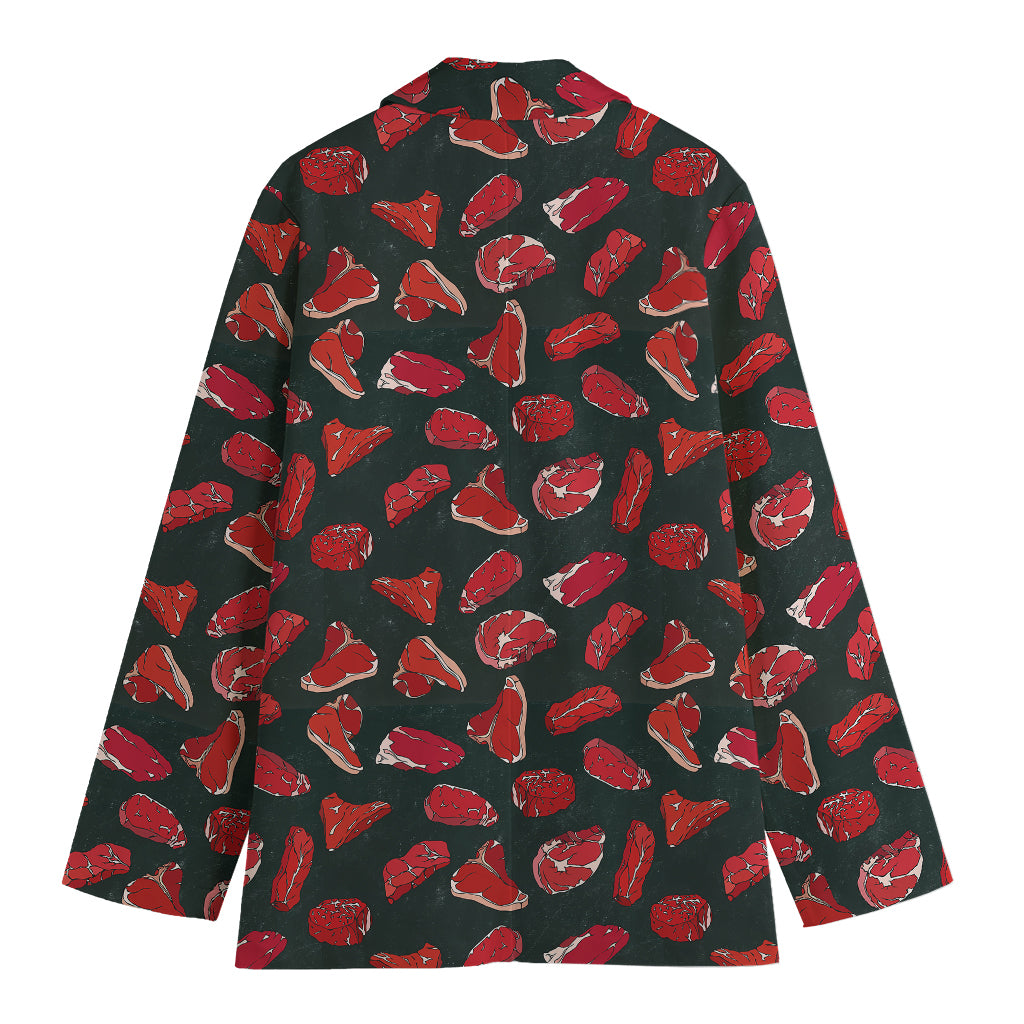 Red Meat Pattern Print Women's Cotton Blazer