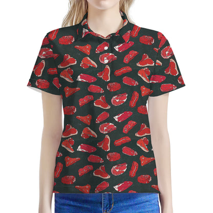 Red Meat Pattern Print Women's Polo Shirt