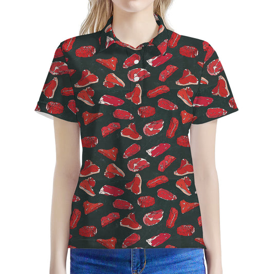 Red Meat Pattern Print Women's Polo Shirt
