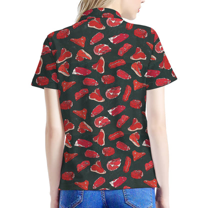 Red Meat Pattern Print Women's Polo Shirt