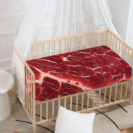 Red Meat Print Baby Crib Sheet