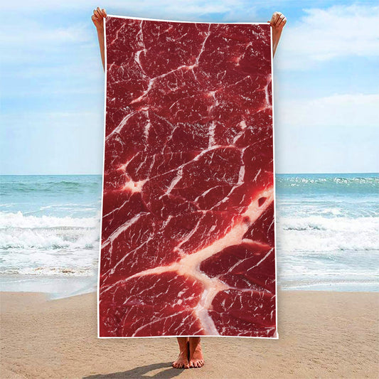 Red Meat Print Beach Towel