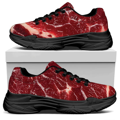 Red Meat Print Black Chunky Shoes