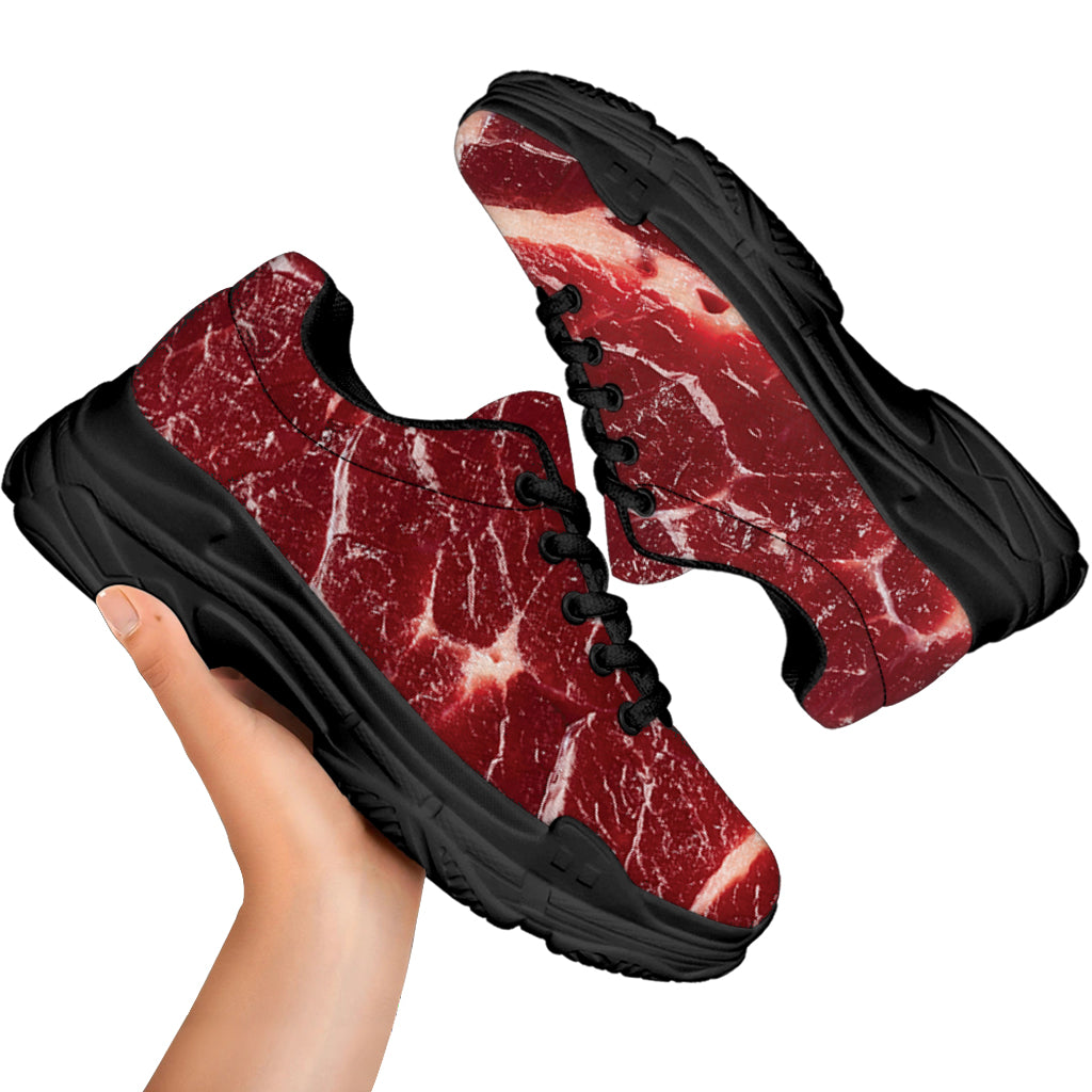 Red Meat Print Black Chunky Shoes