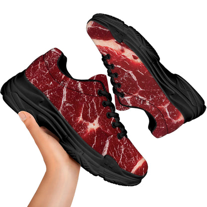 Red Meat Print Black Chunky Shoes