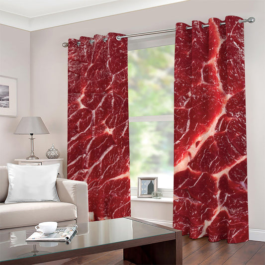 Red Meat Print Blackout Grommet Curtains