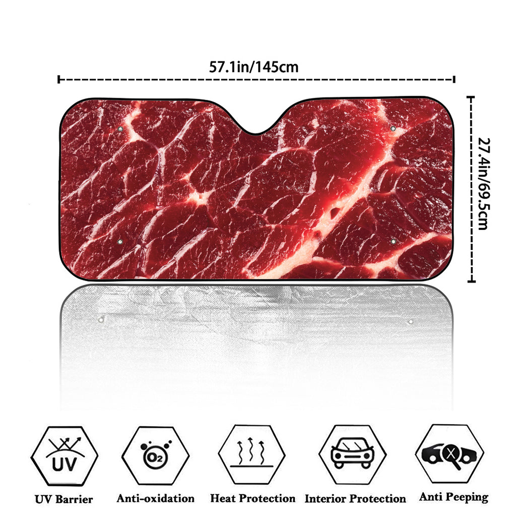 Red Meat Print Car Windshield Sun Shade