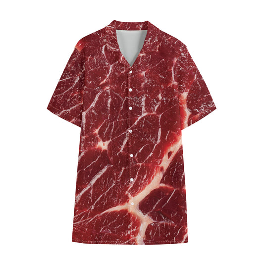 Red Meat Print Cotton Hawaiian Shirt