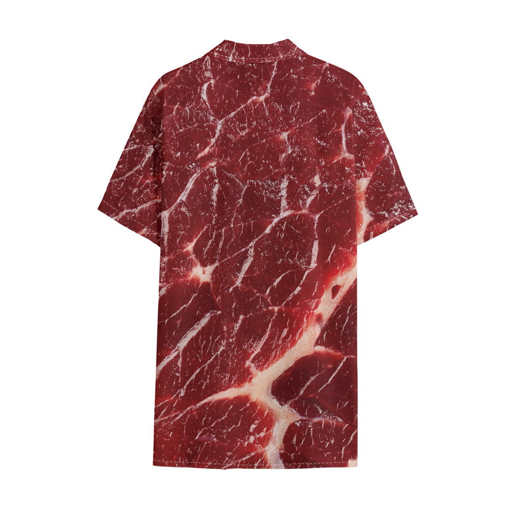 Red Meat Print Cotton Hawaiian Shirt