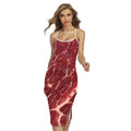 Red Meat Print Cross Back Cami Dress