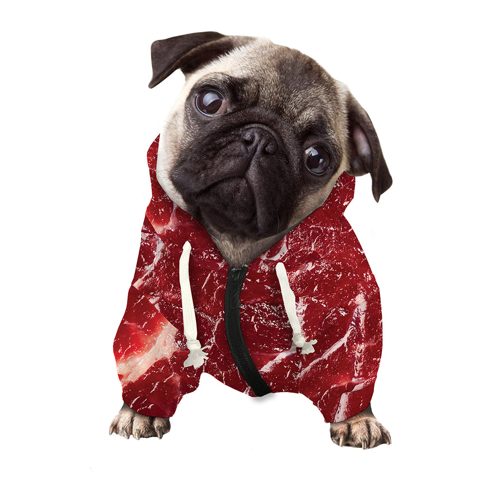 Red Meat Print Dog Zip Up Hoodie