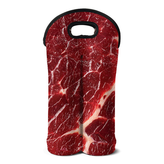 Red Meat Print Double Neoprene Wine Tote