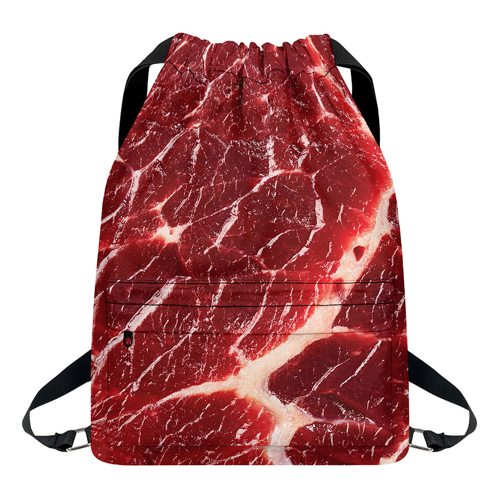 Red Meat Print Drawstring Backpack