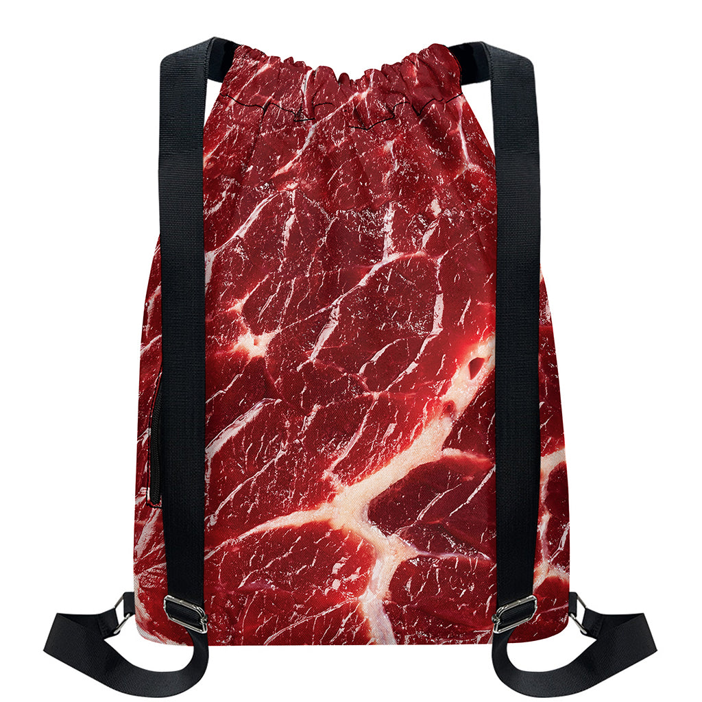 Red Meat Print Drawstring Backpack