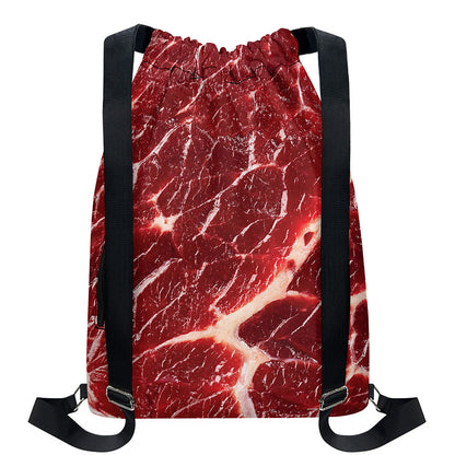 Red Meat Print Drawstring Backpack