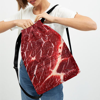 Red Meat Print Drawstring Backpack