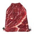 Red Meat Print Drawstring Bag