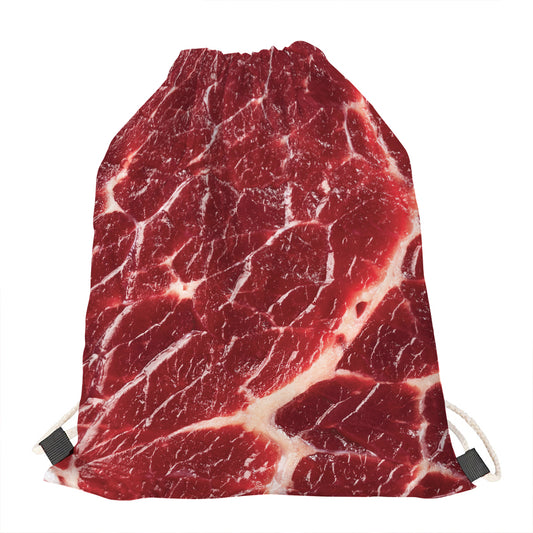 Red Meat Print Drawstring Bag