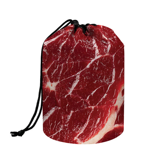 Red Meat Print Drawstring Makeup Bag