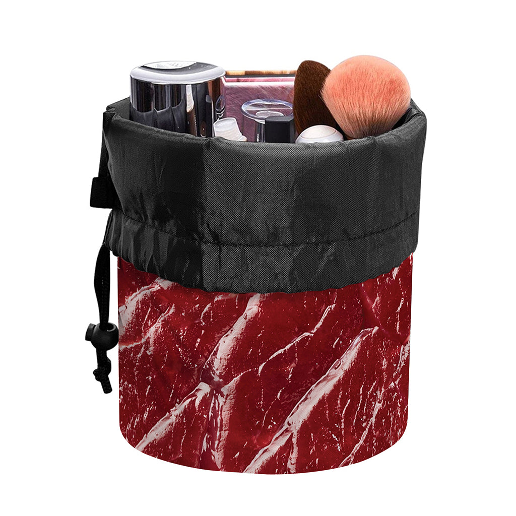 Red Meat Print Drawstring Makeup Bag