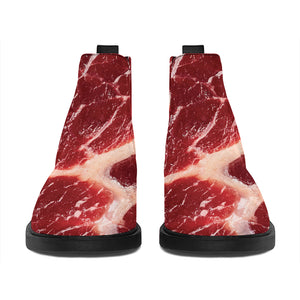 Red Meat Print Flat Ankle Boots