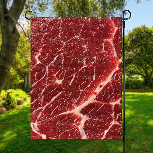 Red Meat Print Garden Flag
