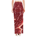 Red Meat Print High Slit Maxi Skirt