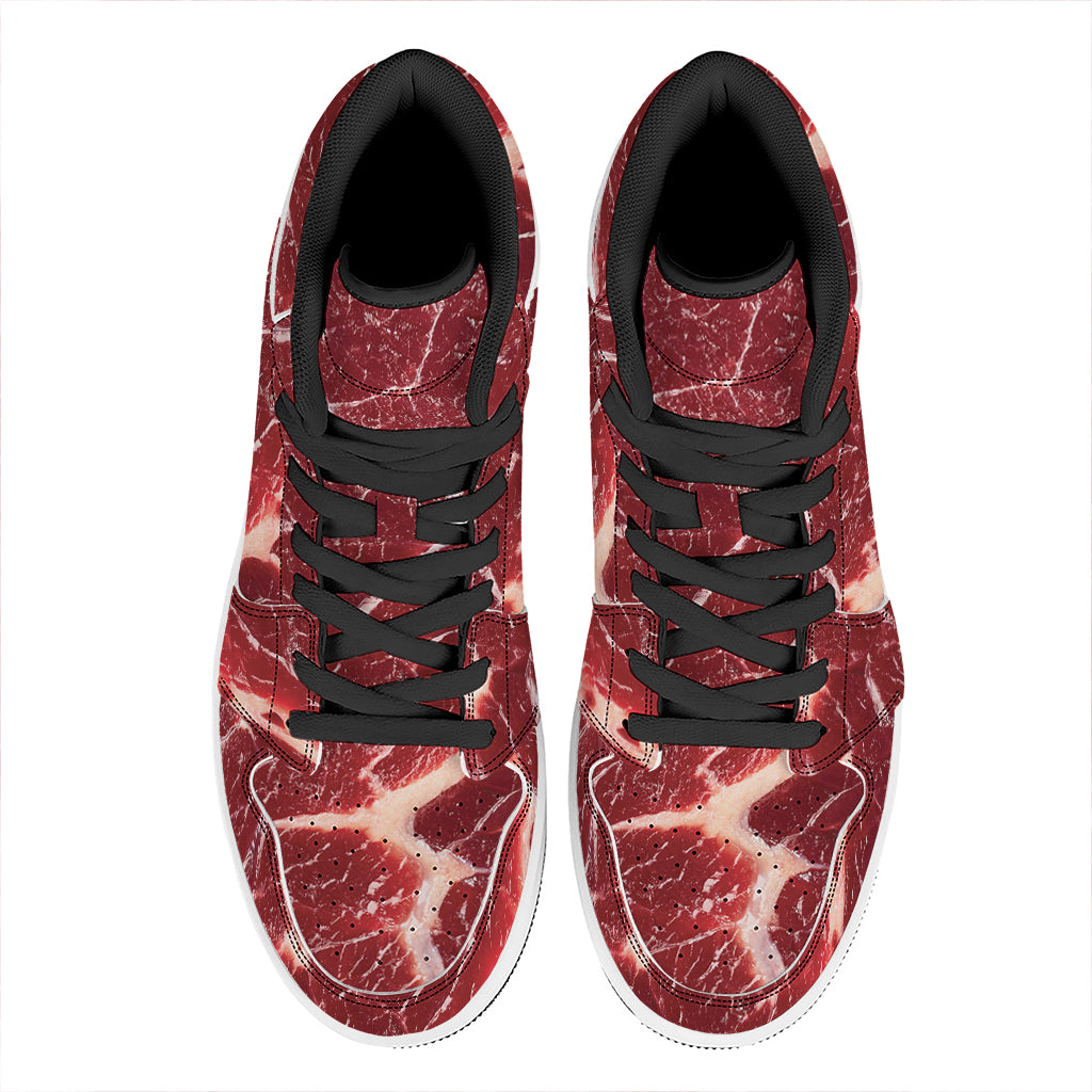 Red Meat Print High Top Leather Sneakers