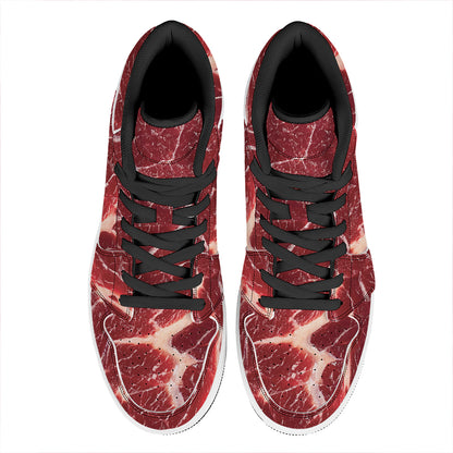 Red Meat Print High Top Leather Sneakers