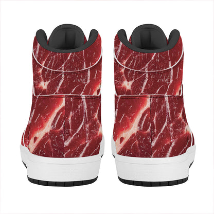 Red Meat Print High Top Leather Sneakers
