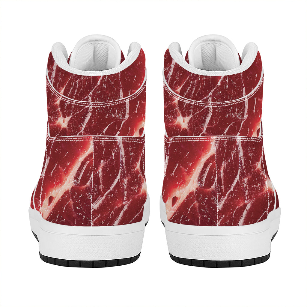 Red Meat Print High Top Leather Sneakers