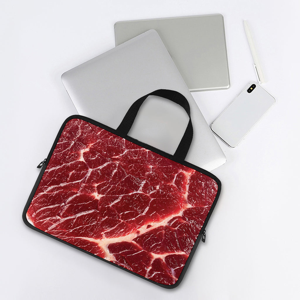 Red Meat Print Laptop Sleeve With Handle