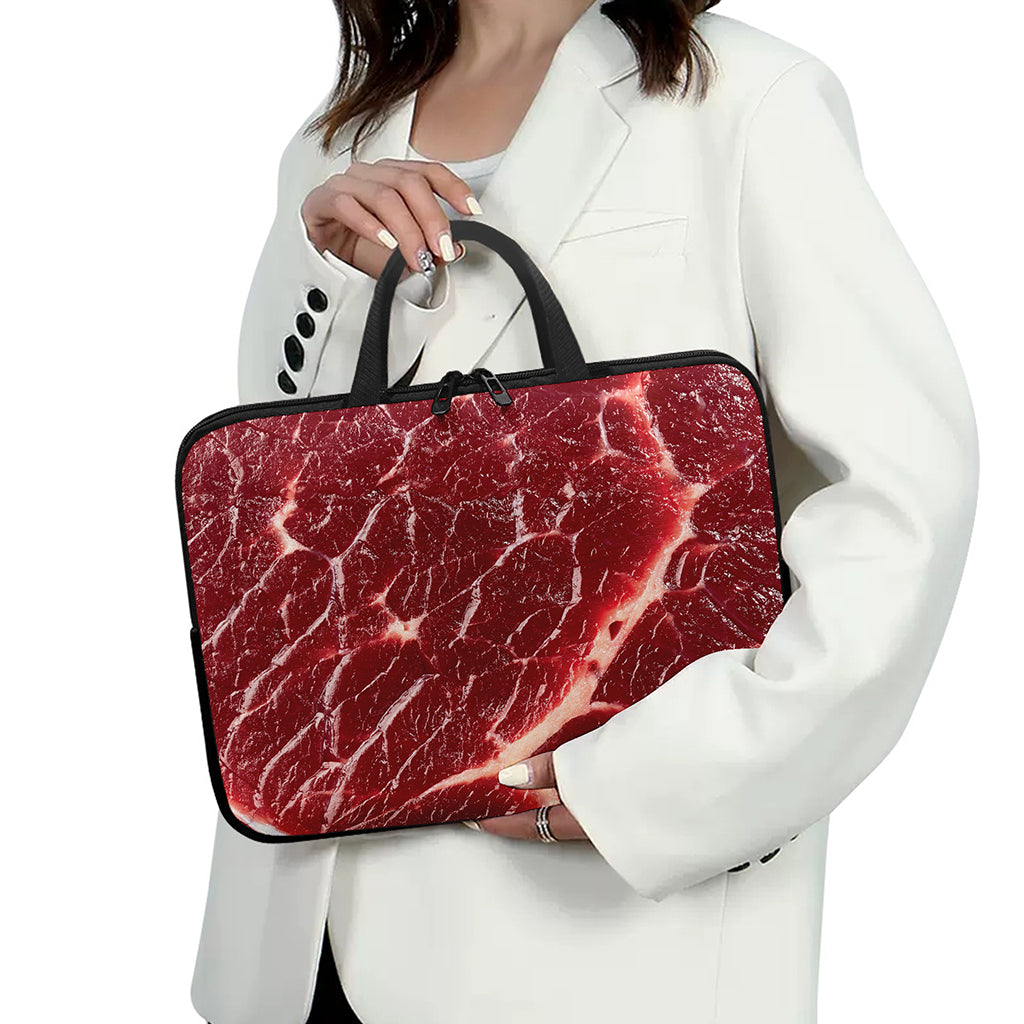Red Meat Print Laptop Sleeve With Handle