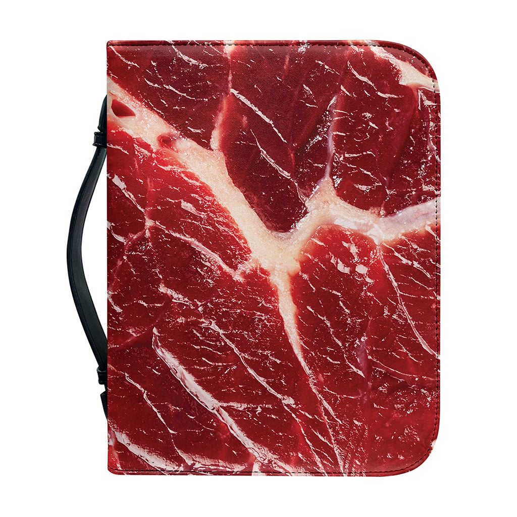 Red Meat Print Leather Bible Cover