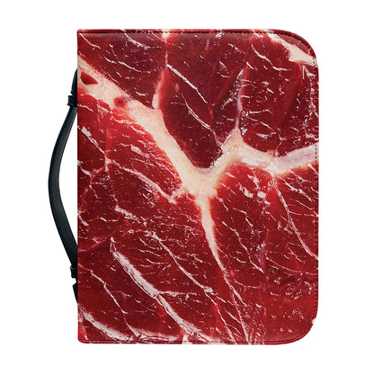 Red Meat Print Leather Bible Cover