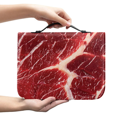 Red Meat Print Leather Bible Cover
