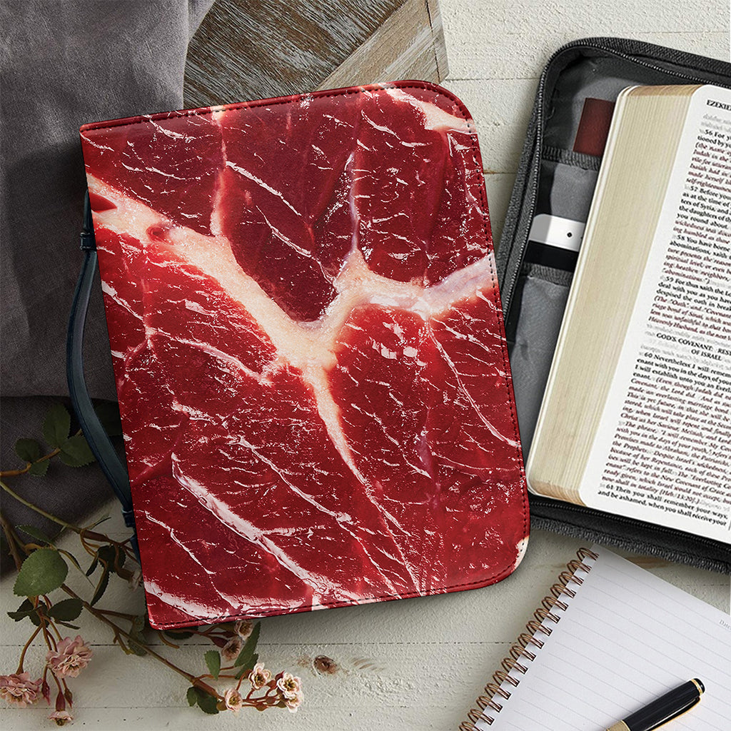 Red Meat Print Leather Bible Cover