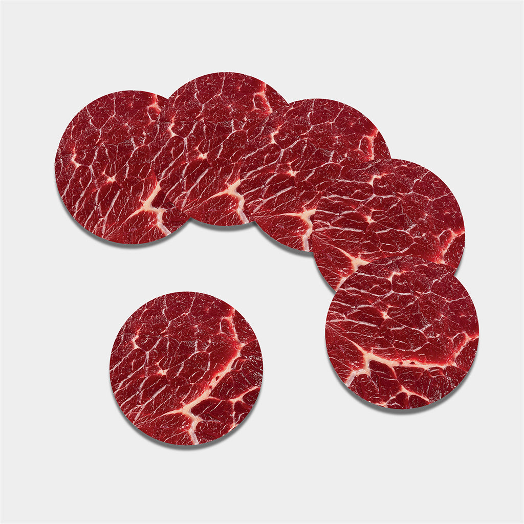 Red Meat Print Leather Coaster Set