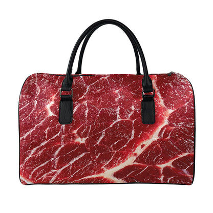 Red Meat Print Leather Duffle Bag