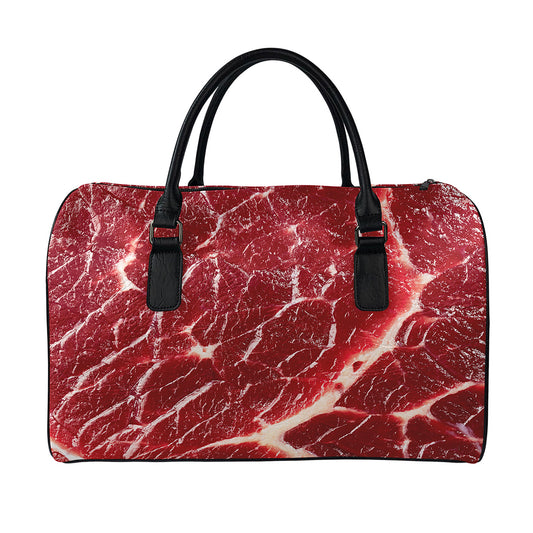 Red Meat Print Leather Duffle Bag