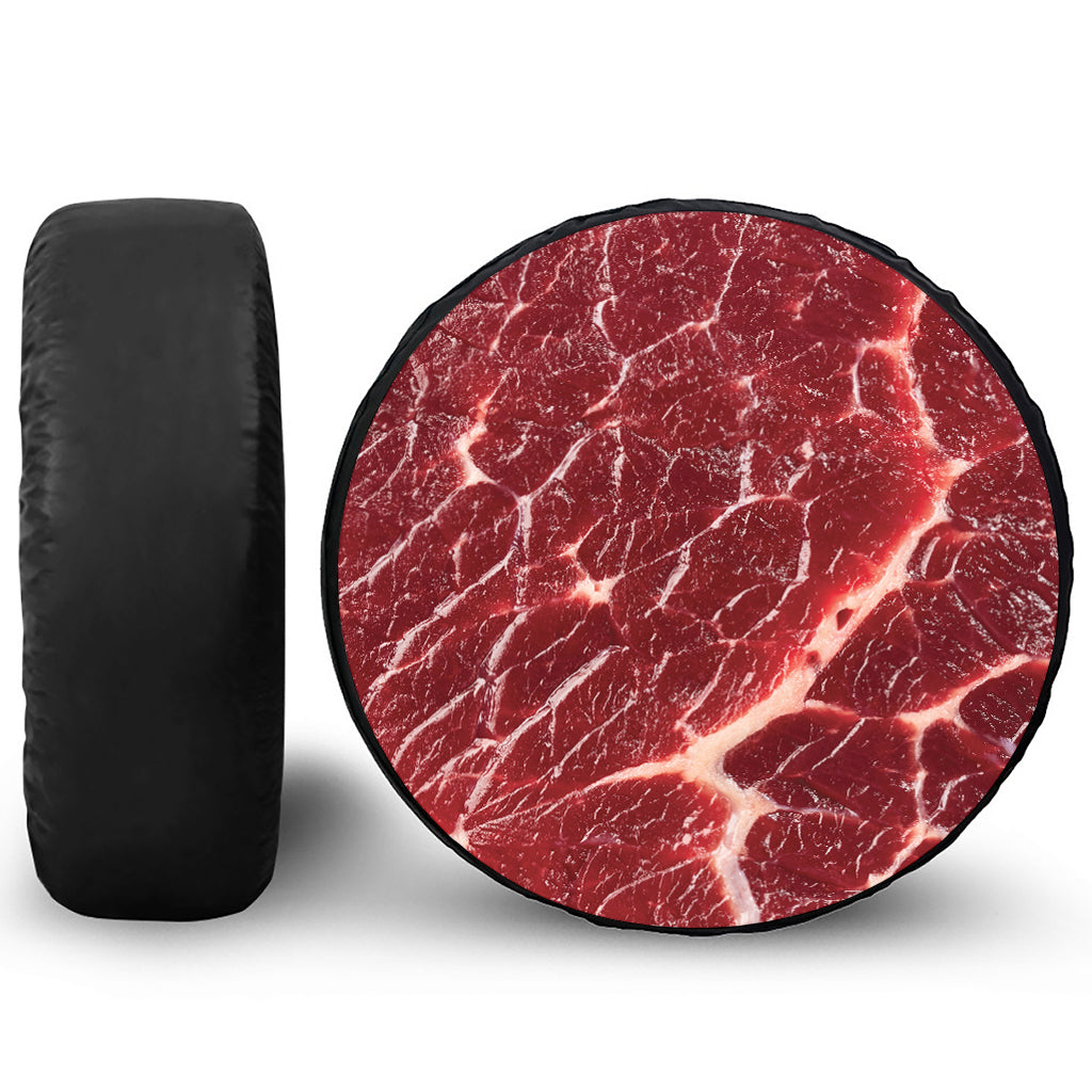Red Meat Print Leather Spare Tire Cover