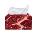 Red Meat Print Leather Tissue Box Cover