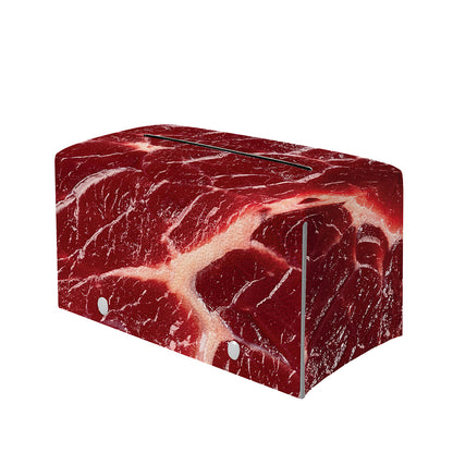 Red Meat Print Leather Tissue Box Cover