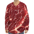Red Meat Print Long Sleeve Baseball Jersey