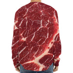 Red Meat Print Long Sleeve Baseball Jersey