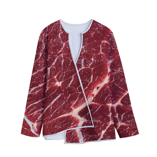 Red Meat Print Long Sleeve Short Coat