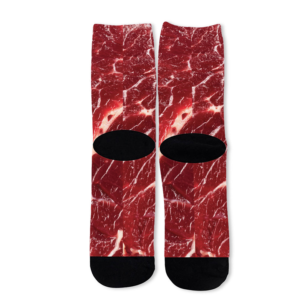 Red Meat Print Long Socks
