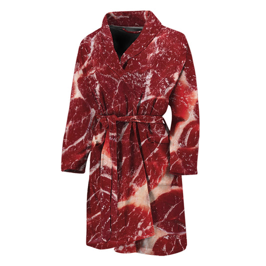 Red Meat Print Men's Bathrobe
